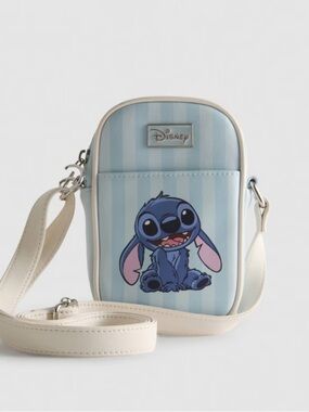Disney Stitch X Primark blue striped phone bag